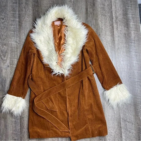 Show Me Your Mumu Corduroy Fur Penny Lane Coat Size XS - Picture 13 of 16